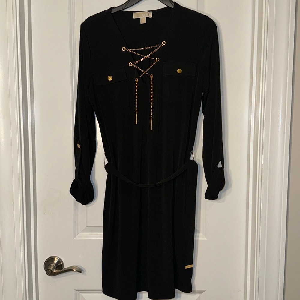 MICHAEL KORS DRESS! Black with gold accents. Size Medium.